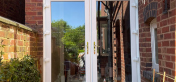 [Case Study) - French Doors in White with Gold Swan neck handles