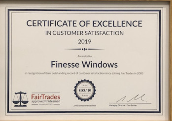 Finesse Windows presented with Award by Fairtrades